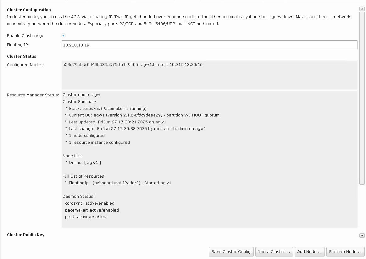 Cluster overview page