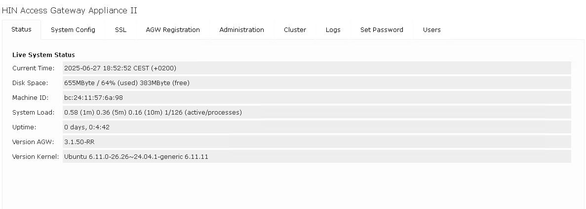 Status overview