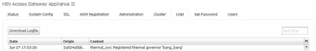 Log overview