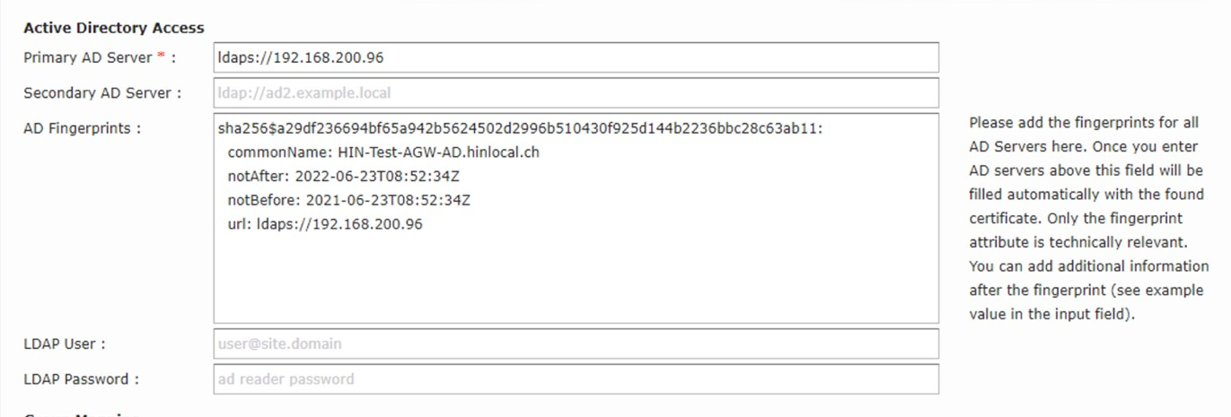 LDAPS und AD Fingerprint